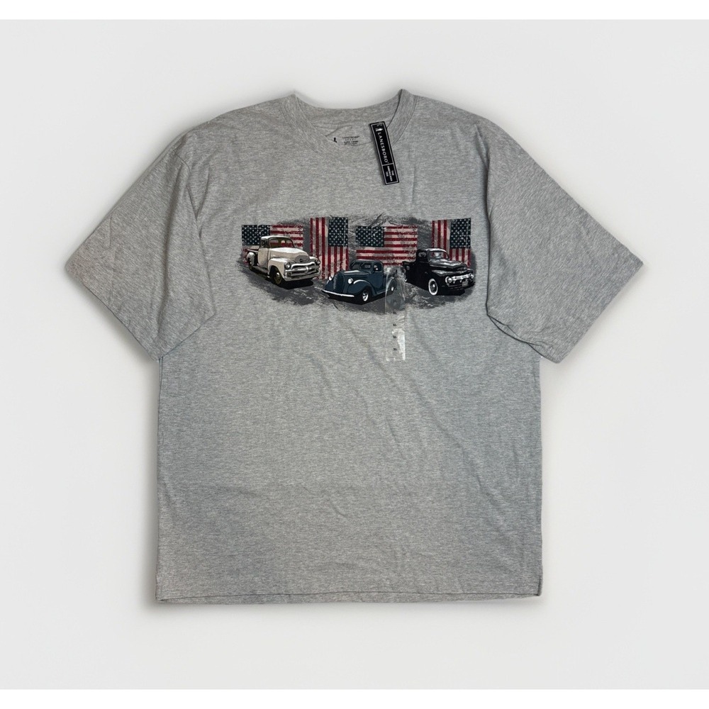 Lanesboro Sport Mens USA Graphic Print Grey T-shirt Soft Cotton Size XL